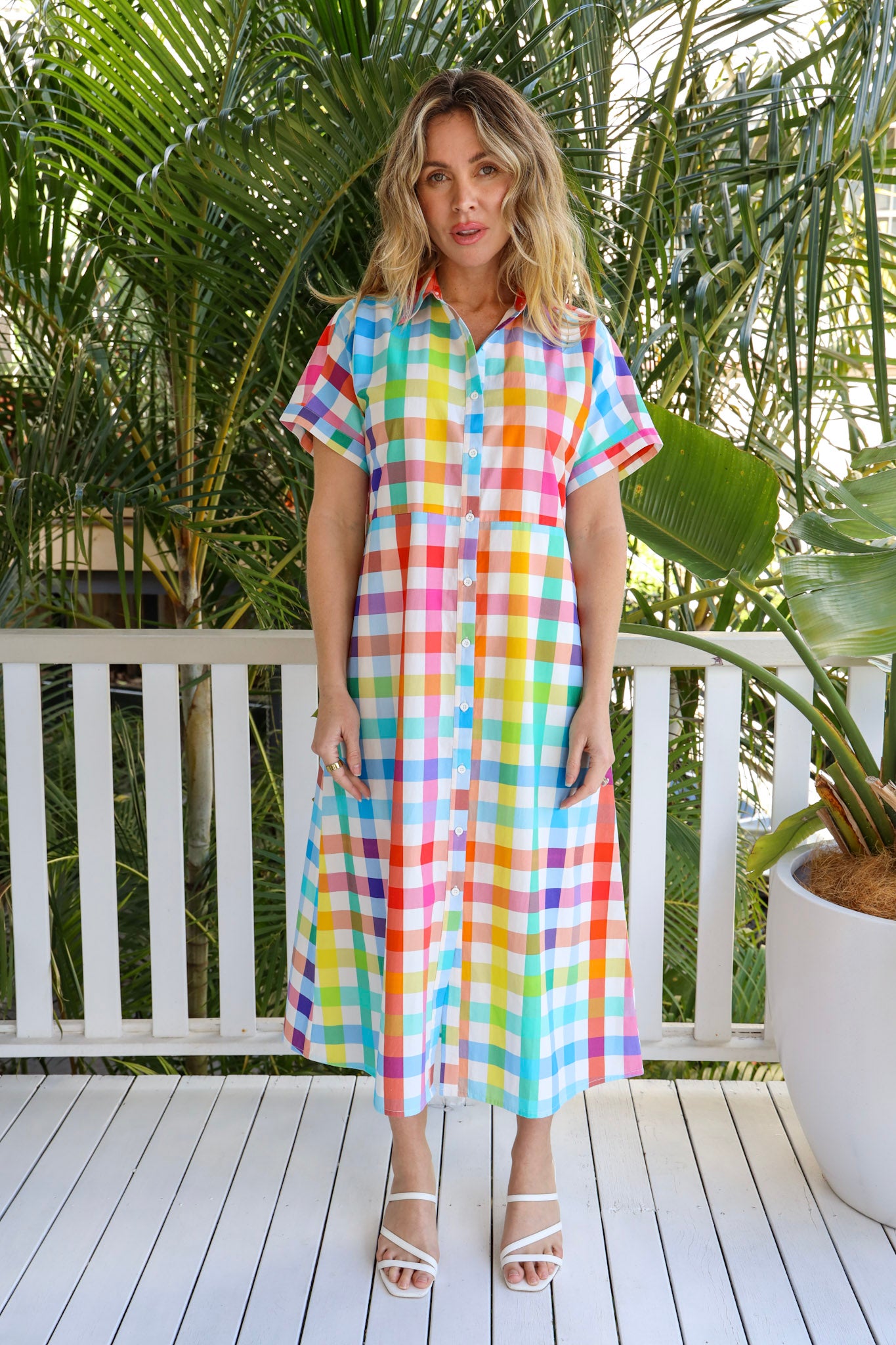 GOLDIE MIDI DRESS - BRIGHT CHECKS