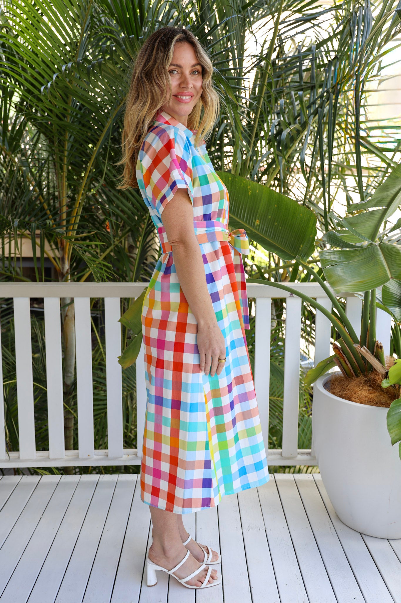 GOLDIE MIDI DRESS - BRIGHT CHECKS