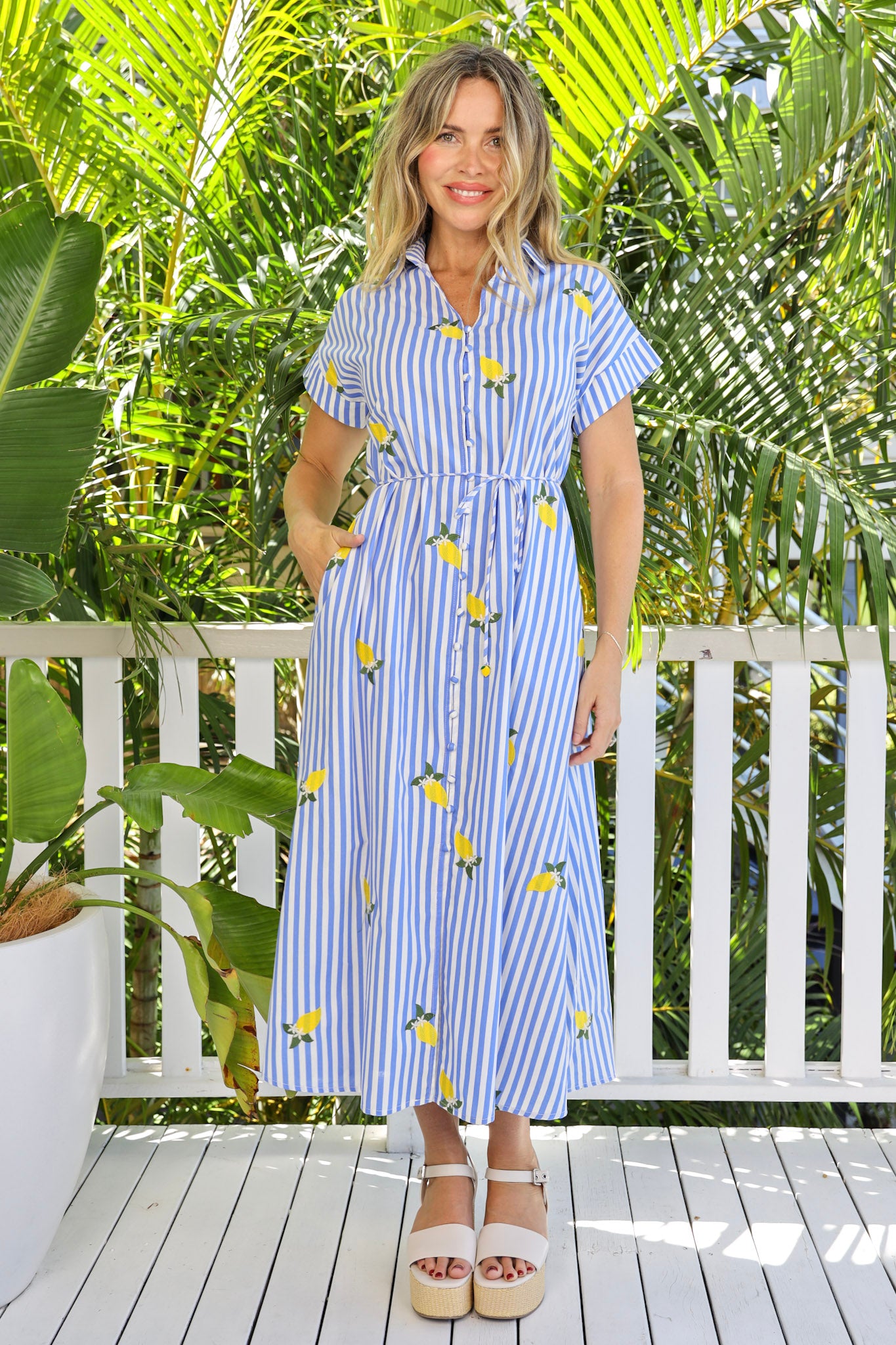 LEMON SPLICE MIDI DRESS - BLUE