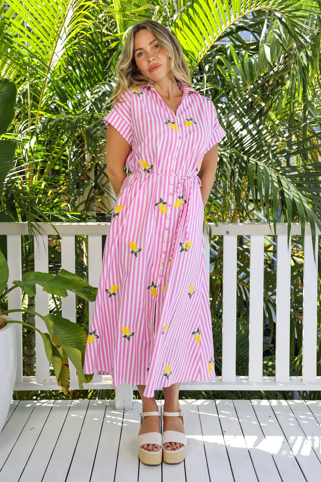 LEMON SPLICE MIDI DRESS - PINK