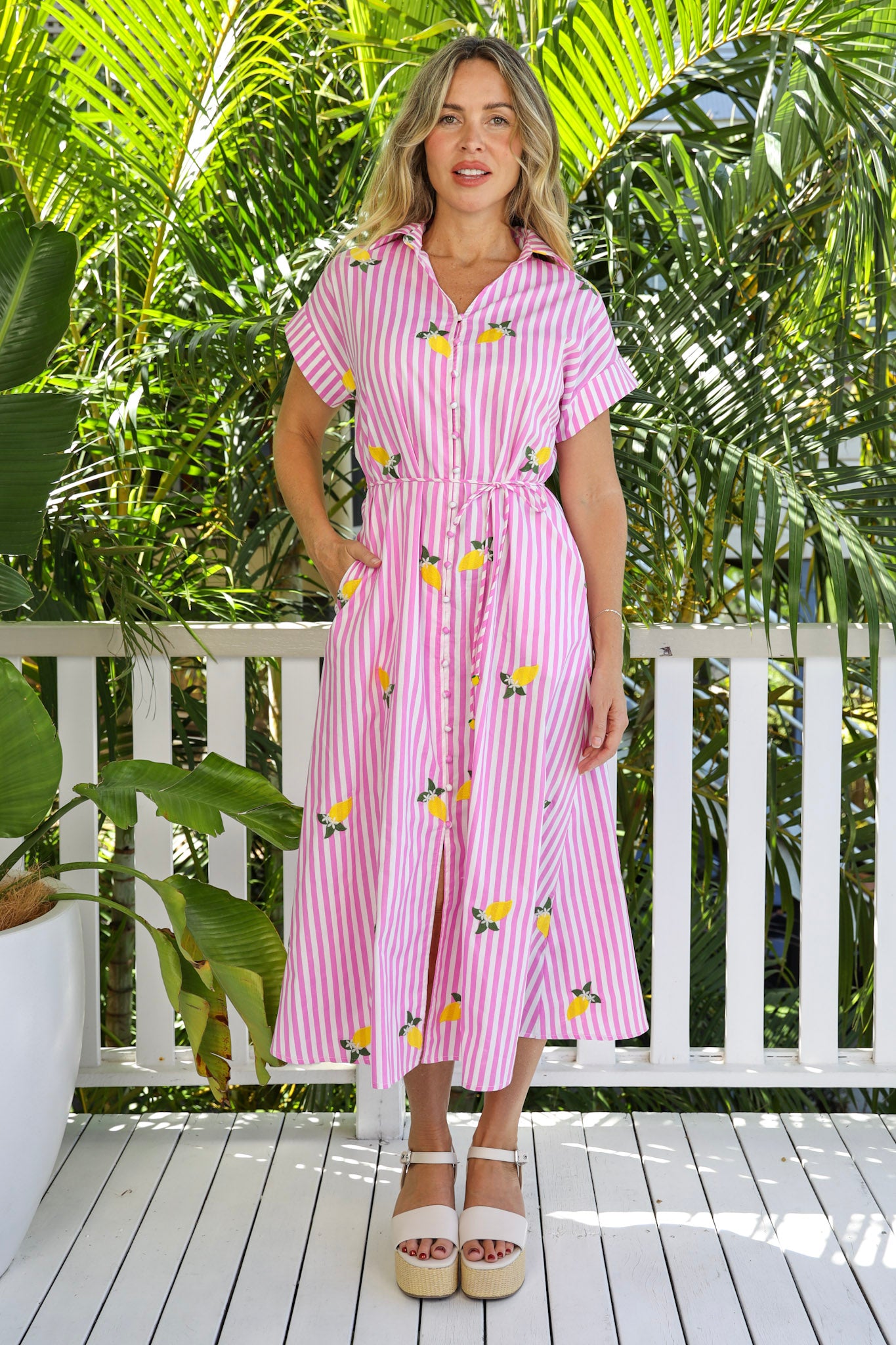 LEMON SPLICE MIDI DRESS - PINK