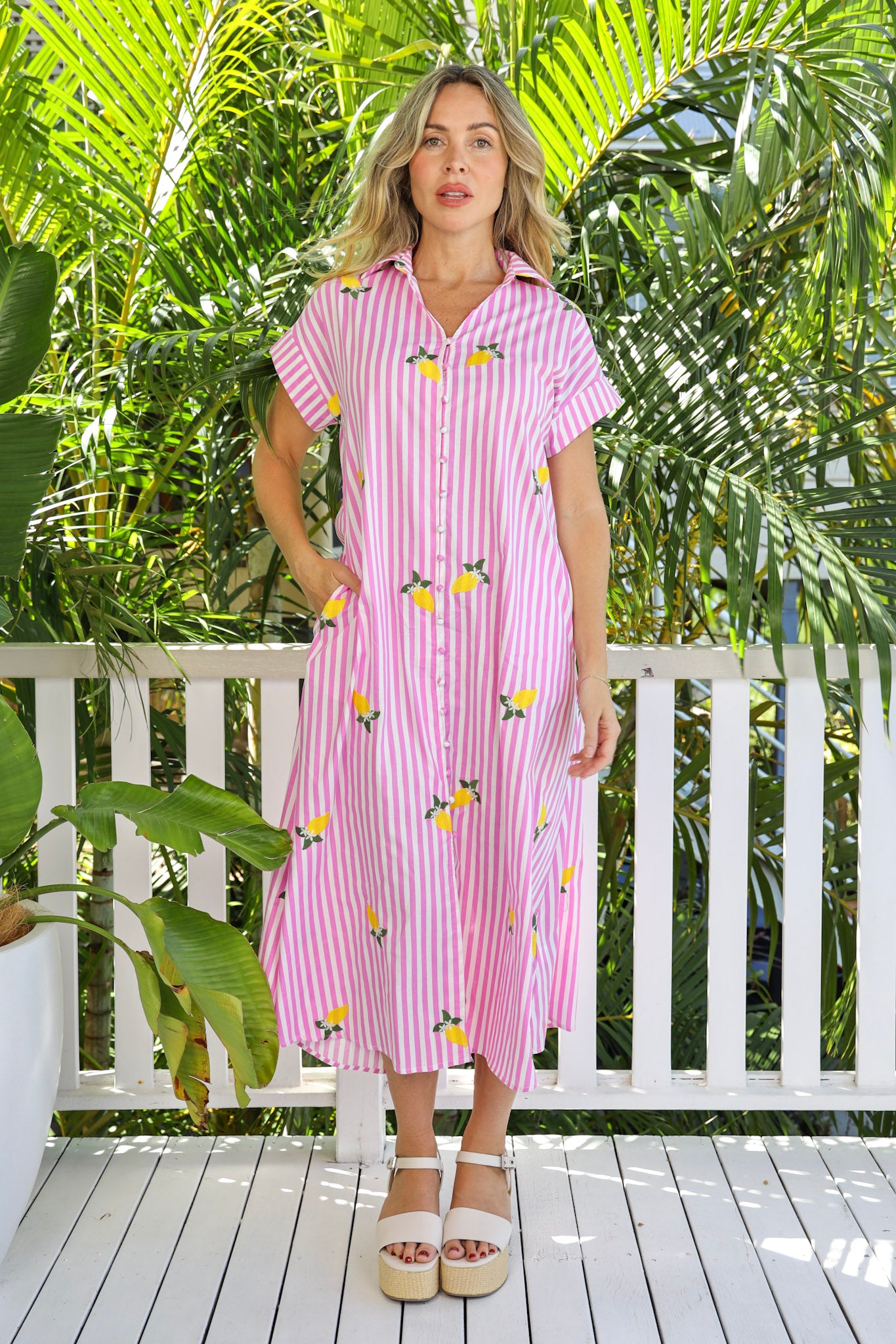LEMON SPLICE MIDI DRESS - PINK