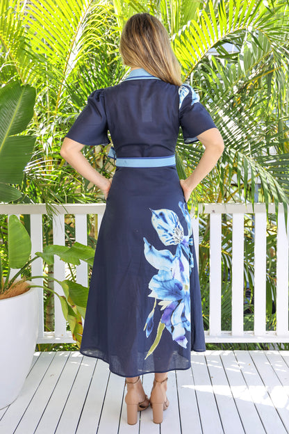 LILY NAVY FLORAL SHIRT DRESS
