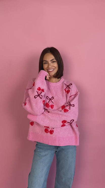 SWEET CHERRY KNIT SWEATER