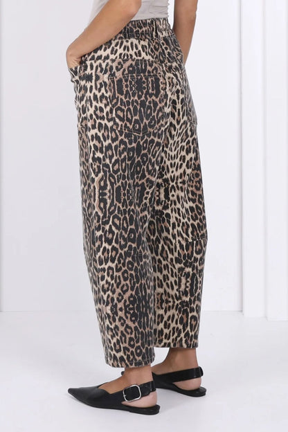 WILD AT HEART LEOPARD PRINT BARREL JEAN