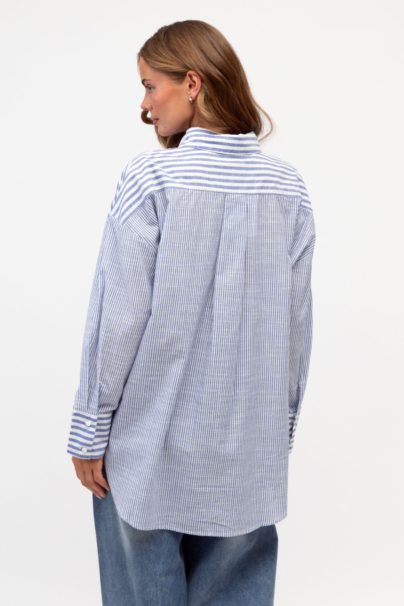 MY LOVE BLUE AND WHITE STRIPE SHIRT