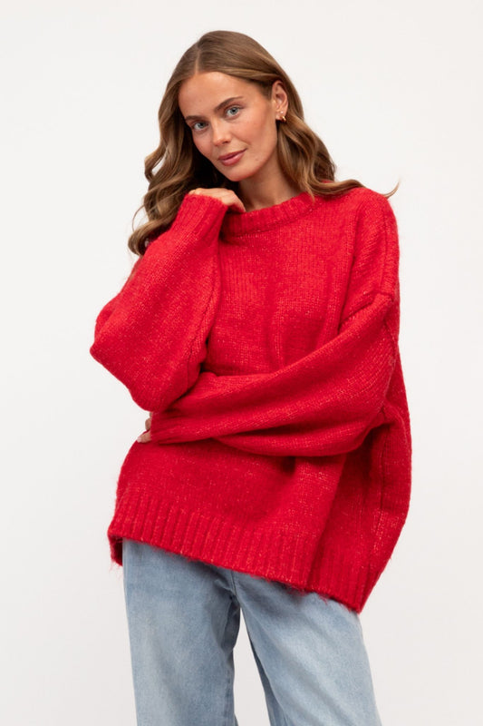 SCARLETT KNIT SWEATER IN RED