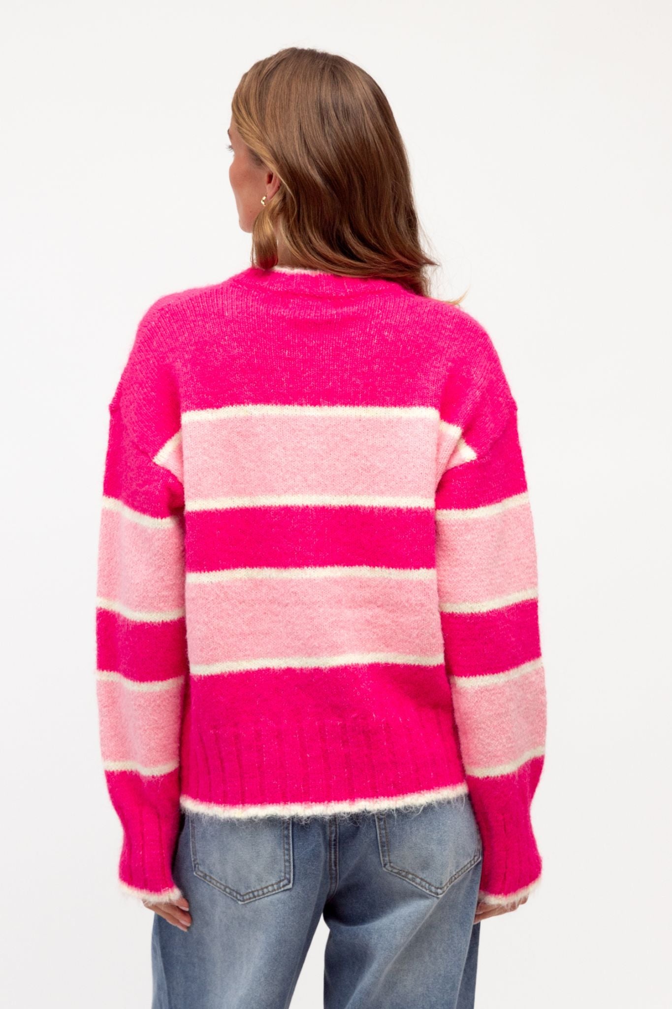MILLY PINK STRIPE KNIT SWEATER