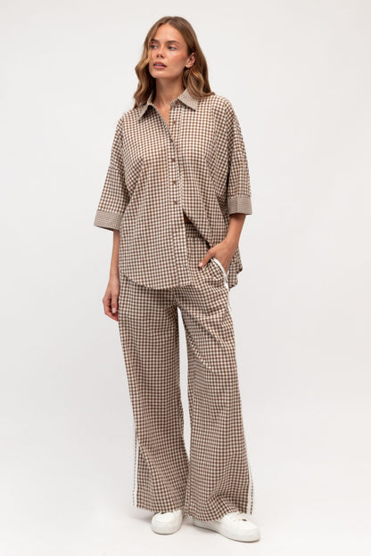 GRACEY GINGHAM SHIRT IN CHOCOLATE GINGHAM CHECK