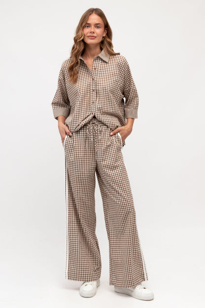 GRACEY GINGHAM SHIRT IN CHOCOLATE GINGHAM CHECK