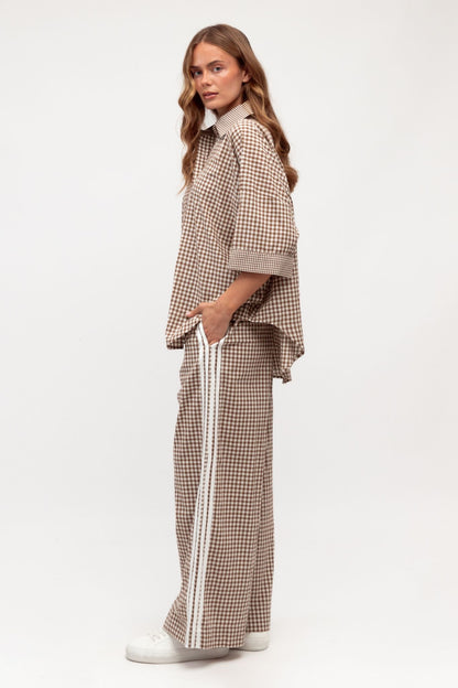 GRACEY GINGHAM SHIRT IN CHOCOLATE GINGHAM CHECK