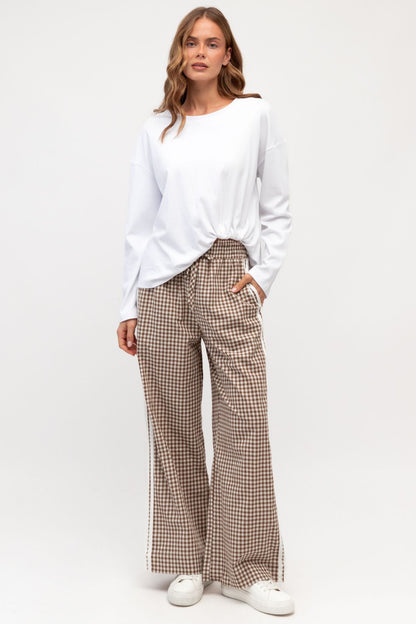 GRACEY GINGHAM PANT IN CHOCOLATE GINGHAM CHECK