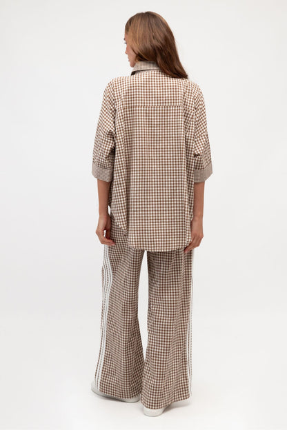 GRACEY GINGHAM PANT IN CHOCOLATE GINGHAM CHECK