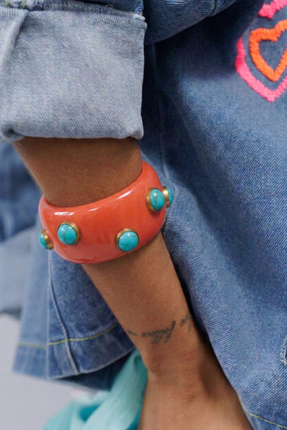 Joy Studded Bangle in Orange