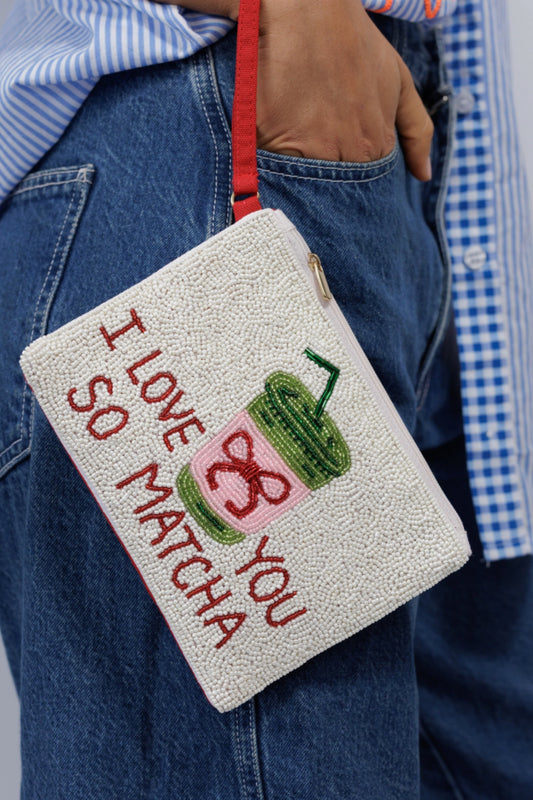 Matcha Beaded Pouch