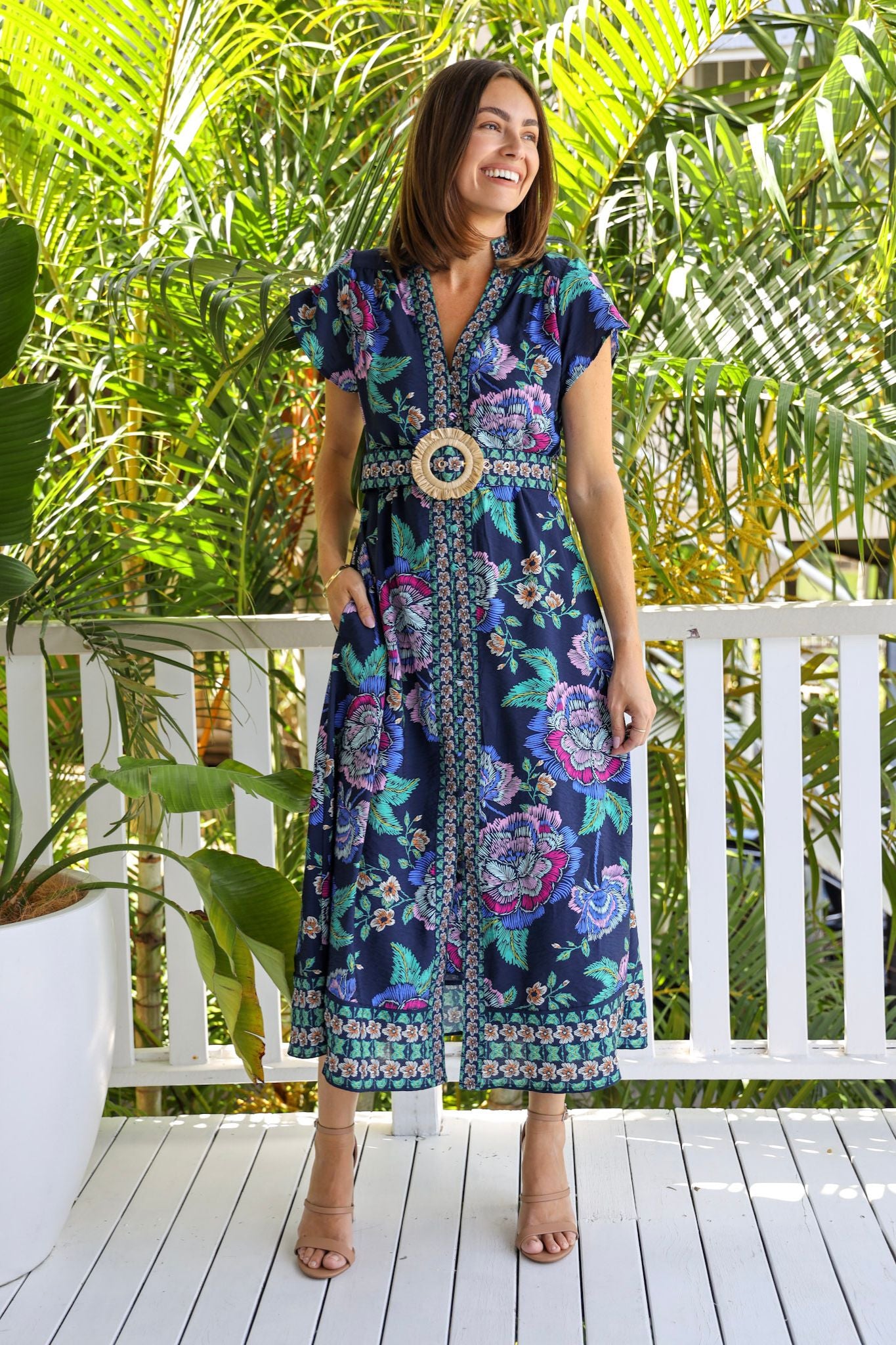 PERLA MIDI DRESS IN NAVY FLORAL