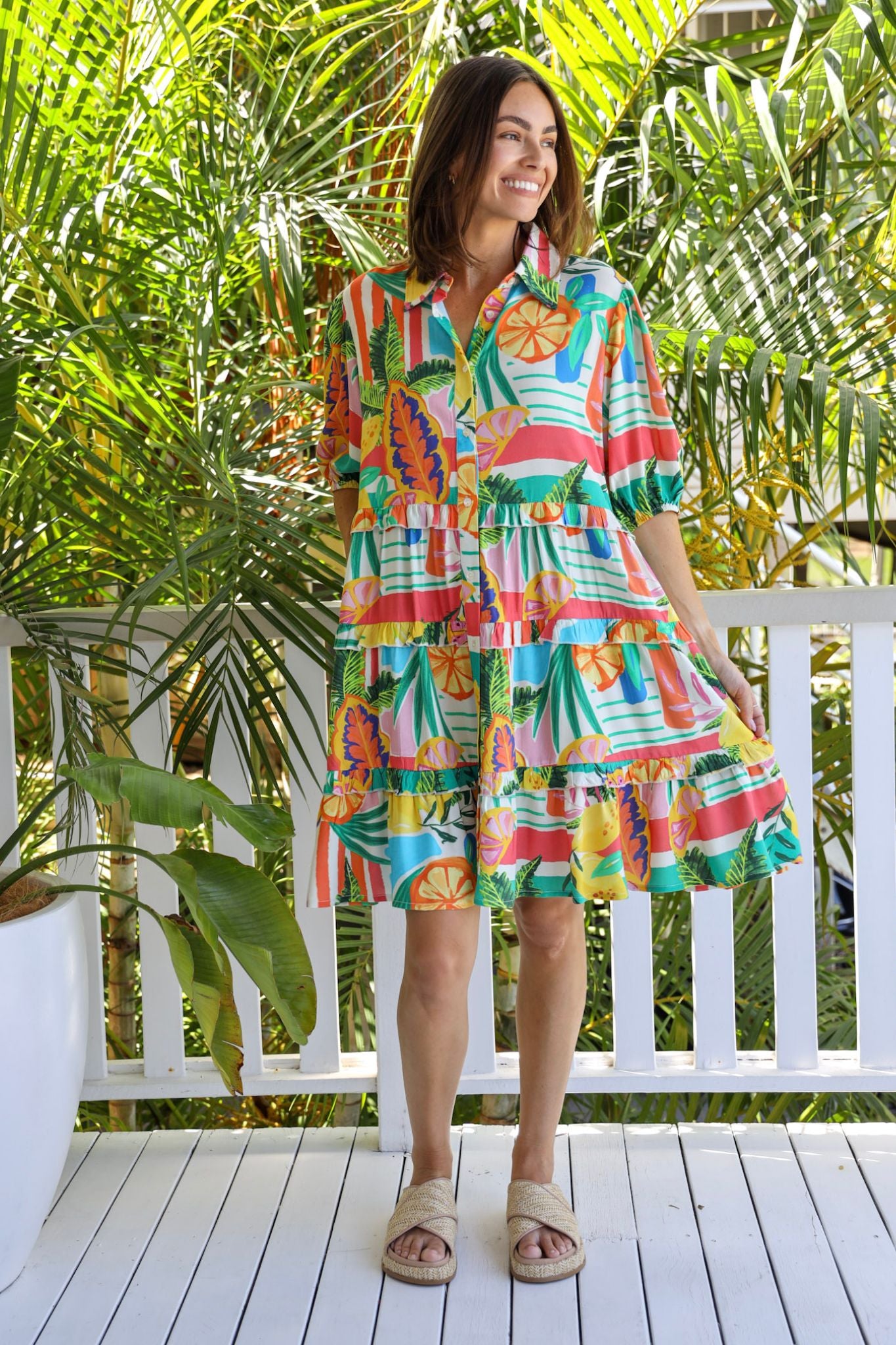 LOVERS DRESS IN TROPICANA PRINT