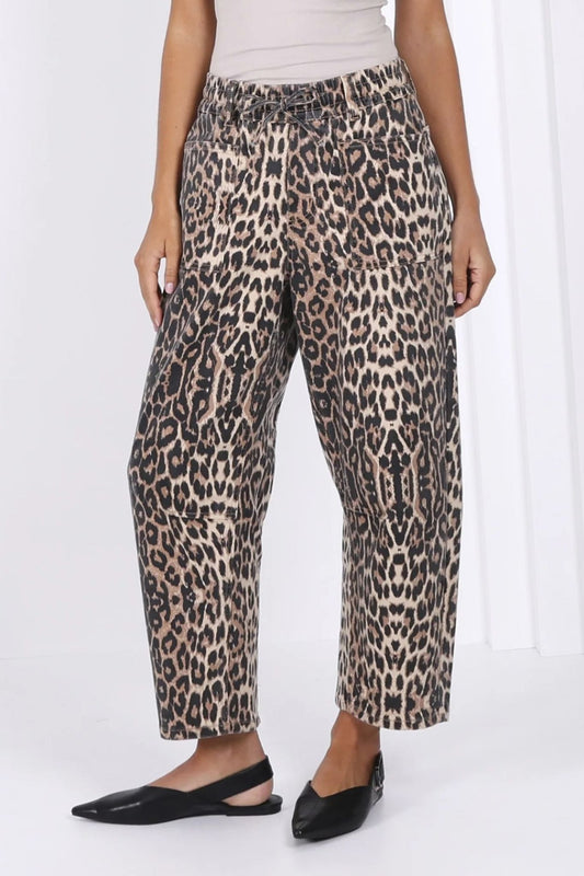 WILD AT HEART LEOPARD PRINT BARREL JEAN