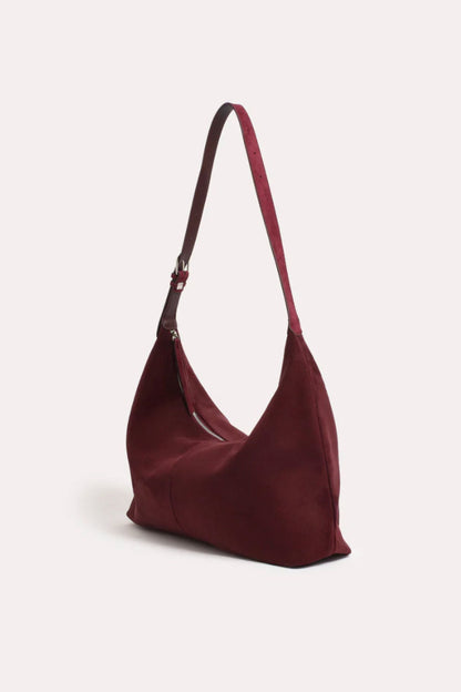 KIMMI FAUX SUEDE SLOUCHY TOTE - PLUM