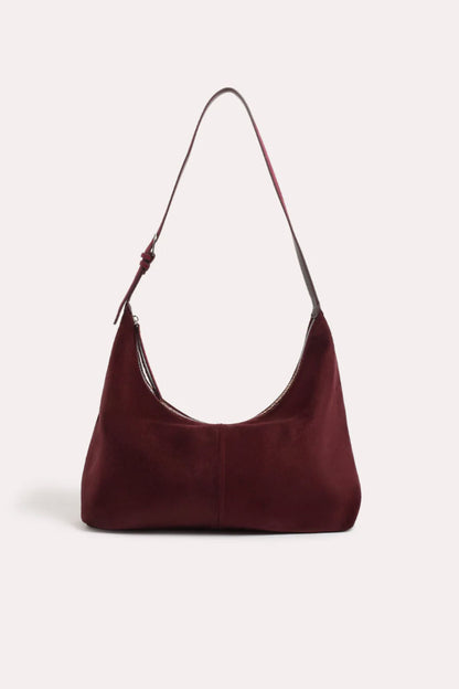 KIMMI FAUX SUEDE SLOUCHY TOTE - PLUM
