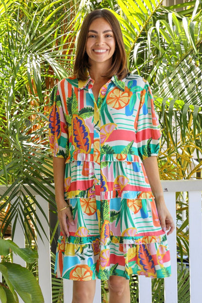 LOVERS DRESS IN TROPICANA PRINT